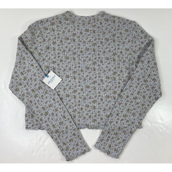 Arizona Jean Co. Womens Heather Rose Floral Ribbed Long Sleeve Crop Top Size XXL - Picture 2 of 5